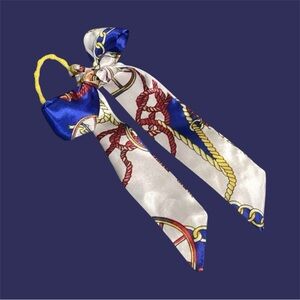 Vibrant Blue and White Hair Scarf